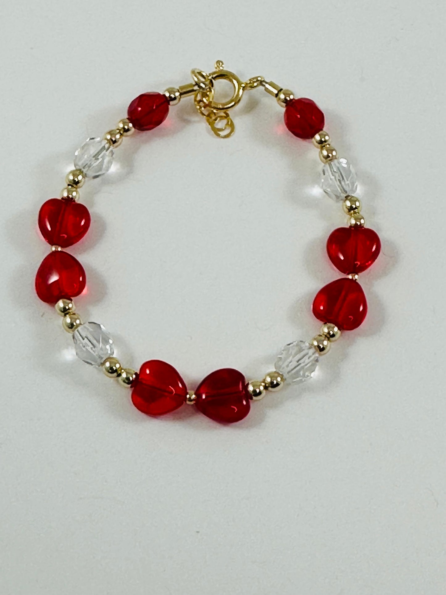 Gold Red Valentine's Day Heart Bracelet,Little Girl Baby Girl Valentine's Day Bracelet