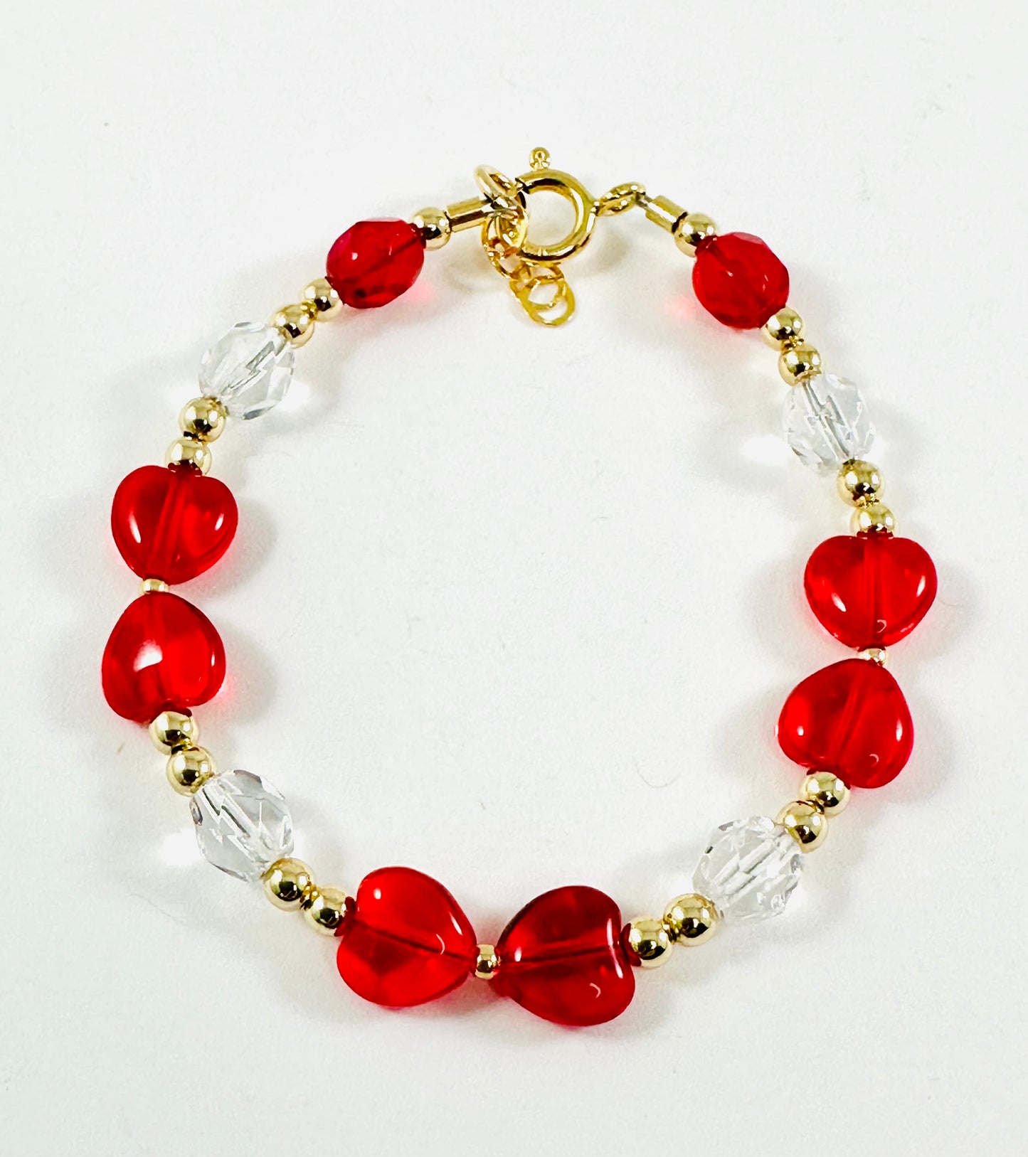 Gold Red Valentine's Day Heart Bracelet,Little Girl Baby Girl Valentine's Day Bracelet