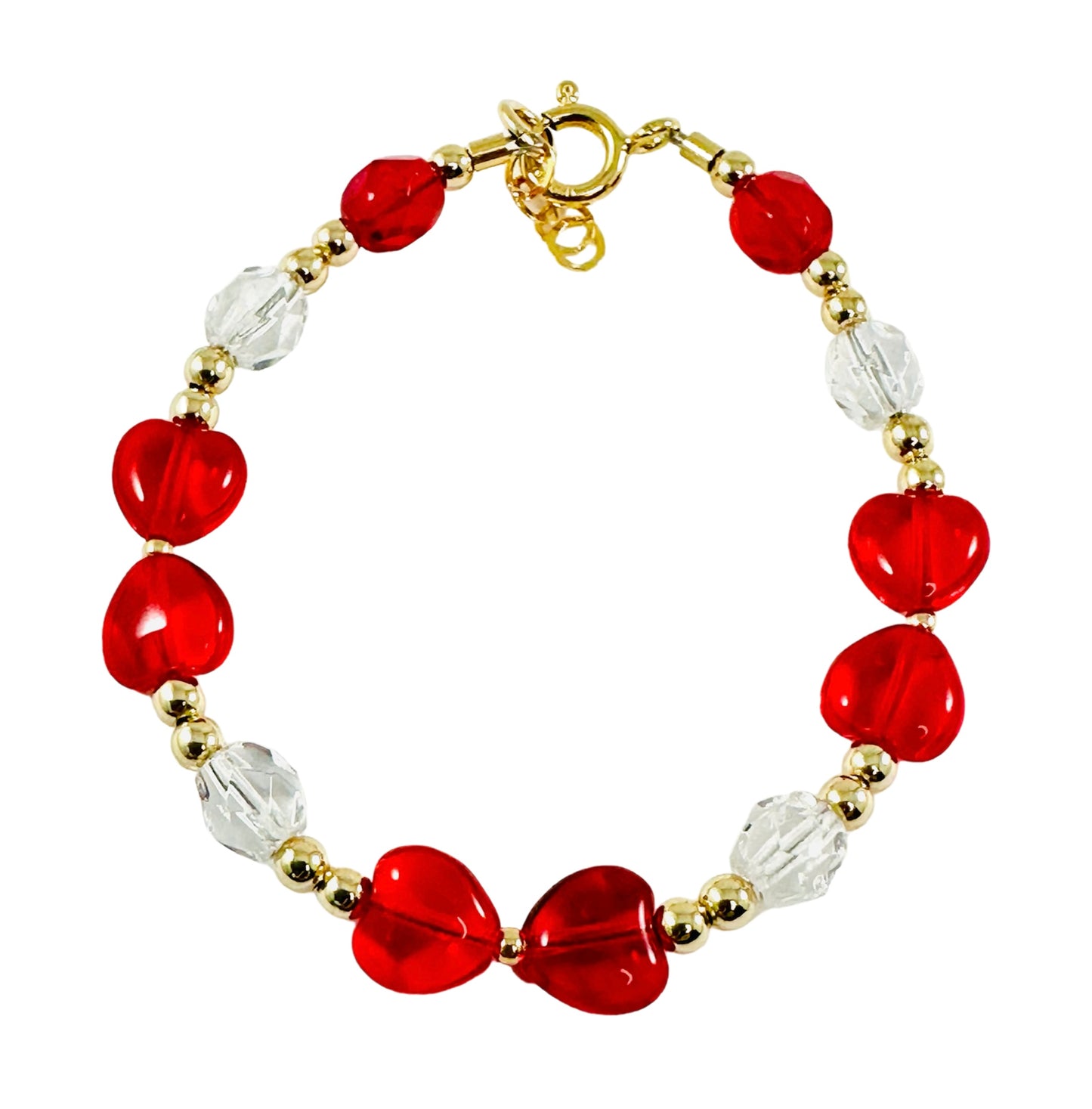 Gold Red Valentine's Day Heart Bracelet,Little Girl Baby Girl Valentine's Day Bracelet