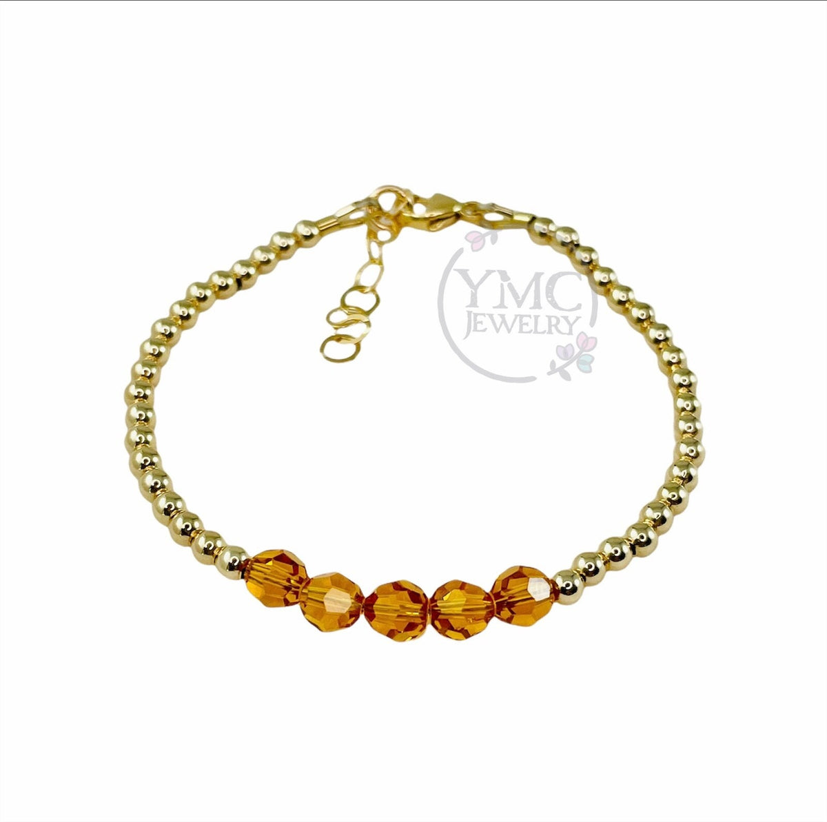 Gold Filled Blue Aquamarine Stackable Kids Girls Bracelet,Gold Birthstone Bracelet For Children,Dainty Gold Stackable Layering Mom Bracelet