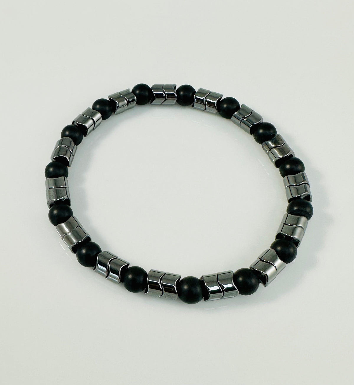 Sterling Silver Hematite Men Stone Bracelet,Hematite Bracelet,Healing Meditation Bracelet,Handmade Jewelry Unique gifts for Men Him