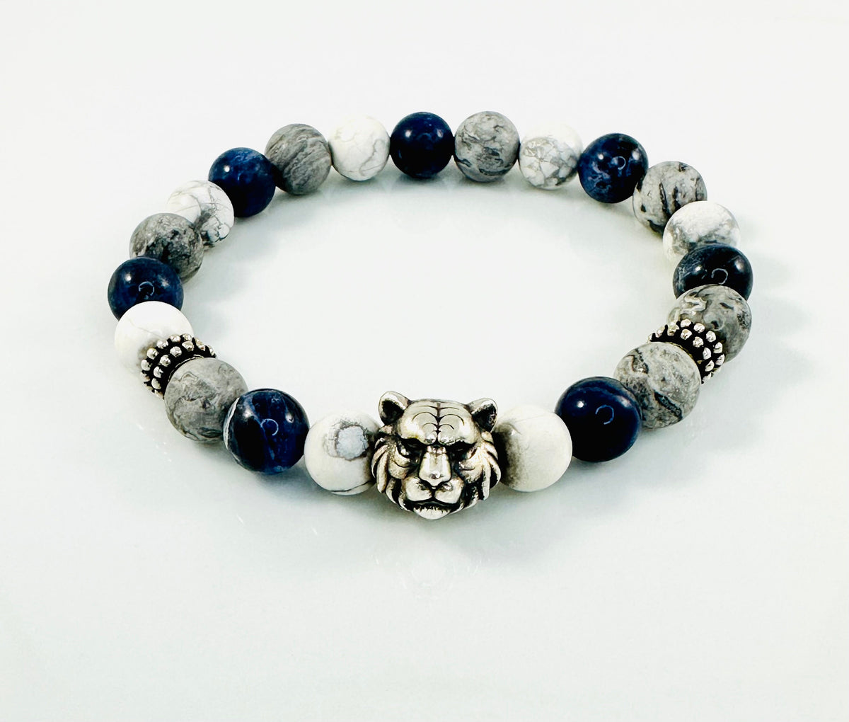 Silver Elephant Bracelet,Lucky Elephant Men Bracelet,Animal Men Bracelet,Tiger Eye Black Onyx Evil Eye Men Bracelet,Elephant Men Bracelet