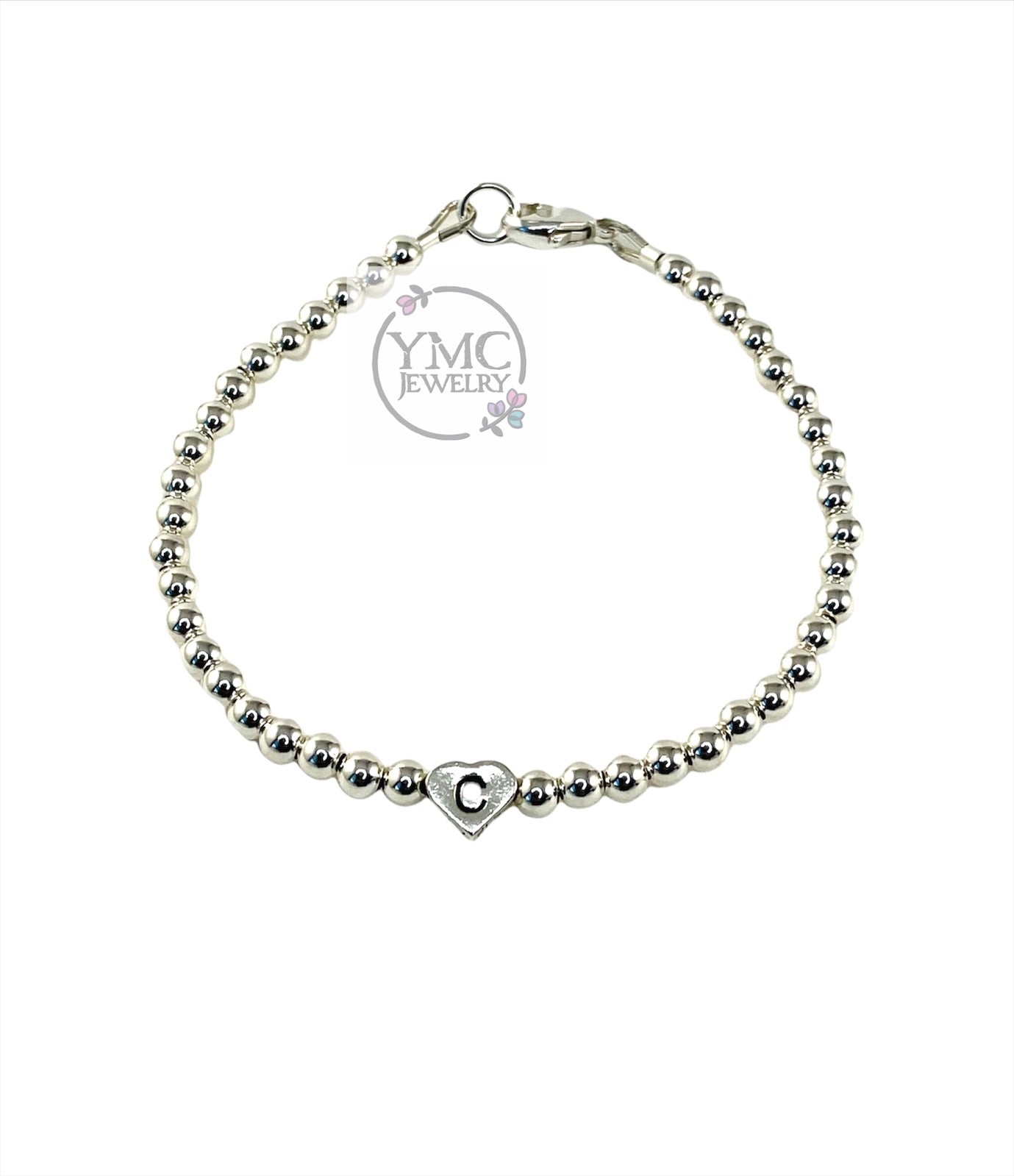 Minimalist Jewelry Personalized Initial Birthstone Heart Bracelet,Beaded Dainty Little Girl Bracelet