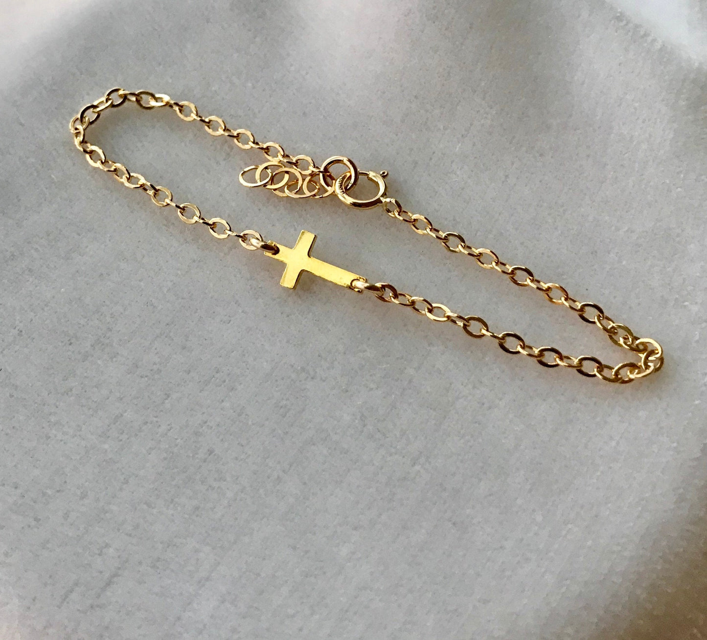 Gold Sideways Cross Mother Daughter Bracelet,Set Mom & Daughter Jewelry,Mother Daughter Matching Bracelet,First Communion Baptism Godmother