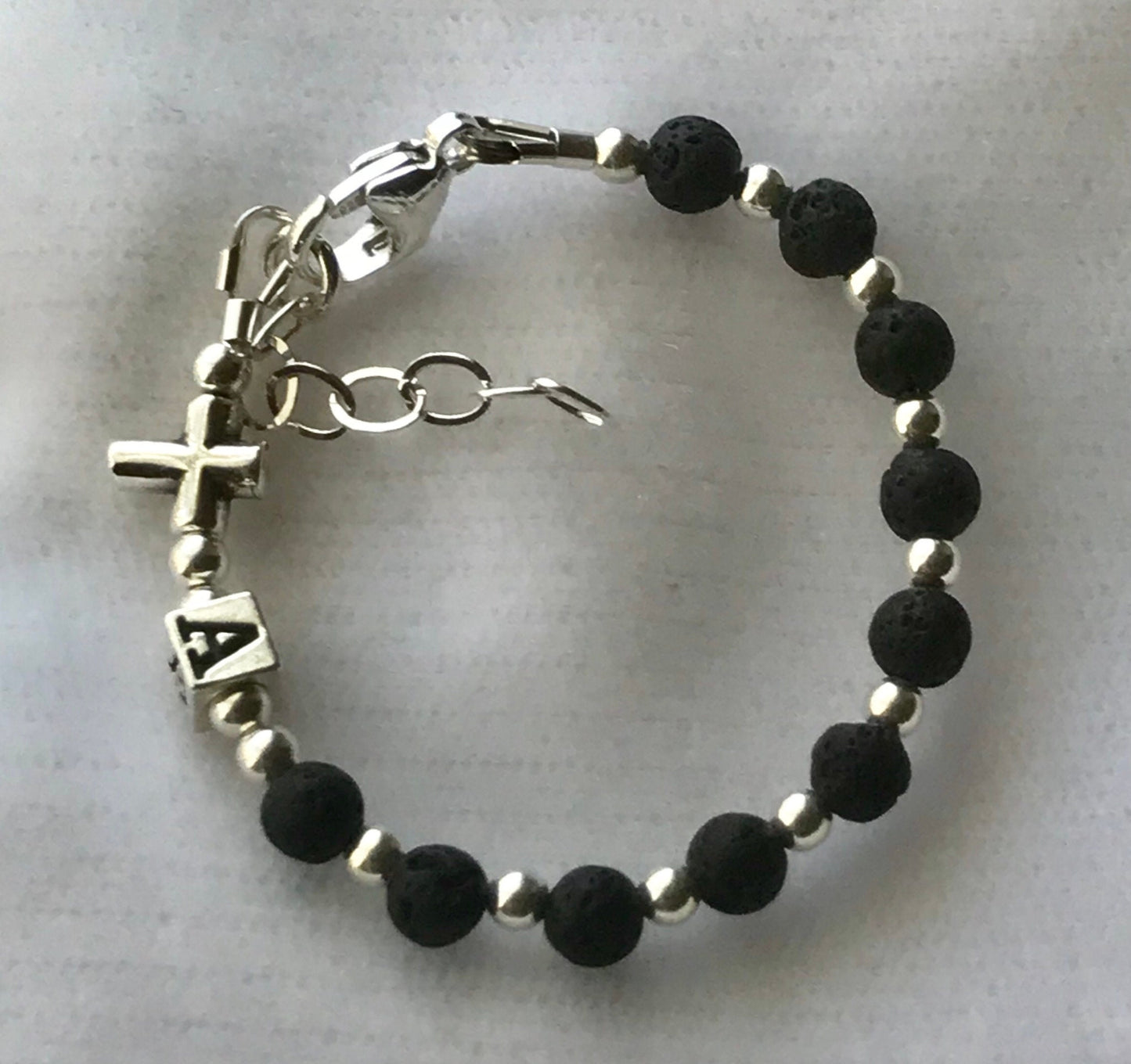 Personalized Baby Boy Baptism Rosary Bracelet, Initial Baby Rosary Bracelet