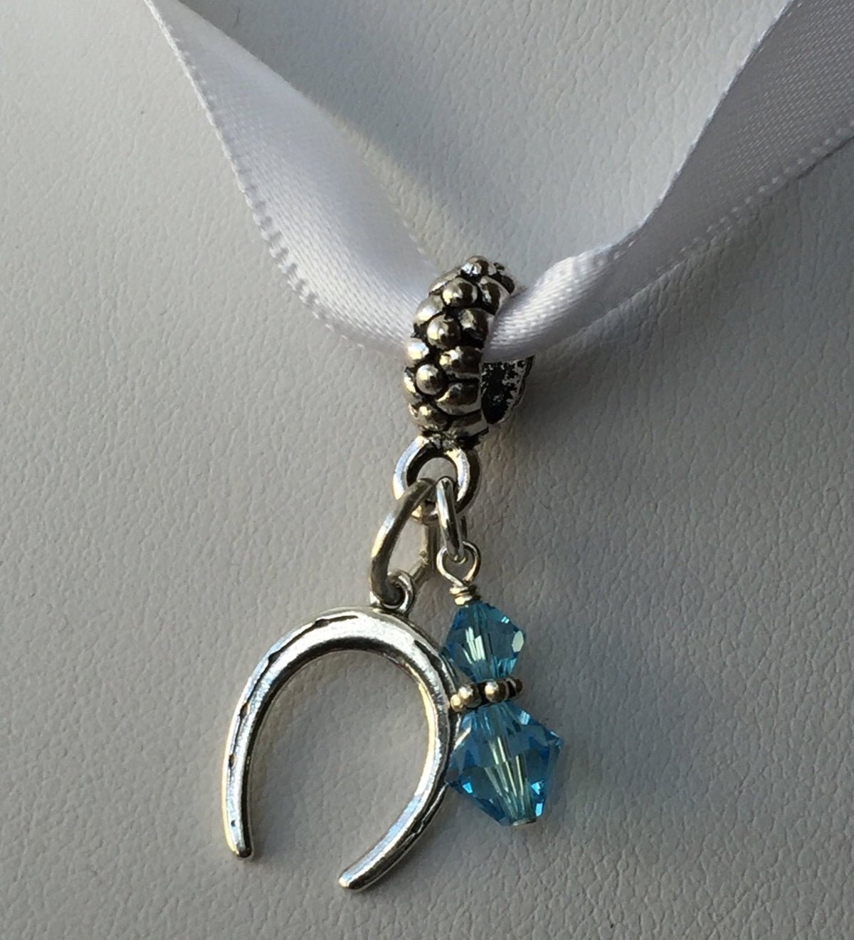 Something Blue Bouquet Charm,Sterling Silver Horseshoe Bouquet Charm,Bridal Lucky Horseshoe Charm,Wedding Bouquet Charm,For bride from mom