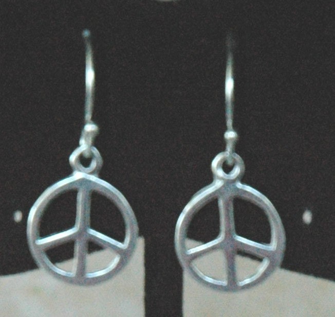 Sterling Silver Peace Sign Earrings,Silver Peace Sign Earrings,Peace Earrings,Peace Sing Post Earrings,Peace Sign Dangle Earrings