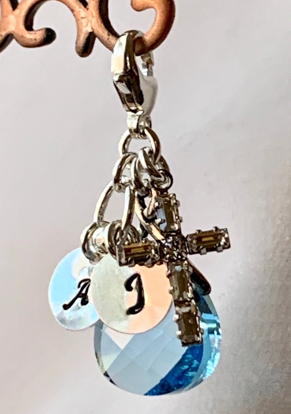Something Blue Cross Bouquet Charm,Australian Crystal Blue Cross Charm,Something Blue Catholic Wedding Bouquet Charm,Mother to Bride