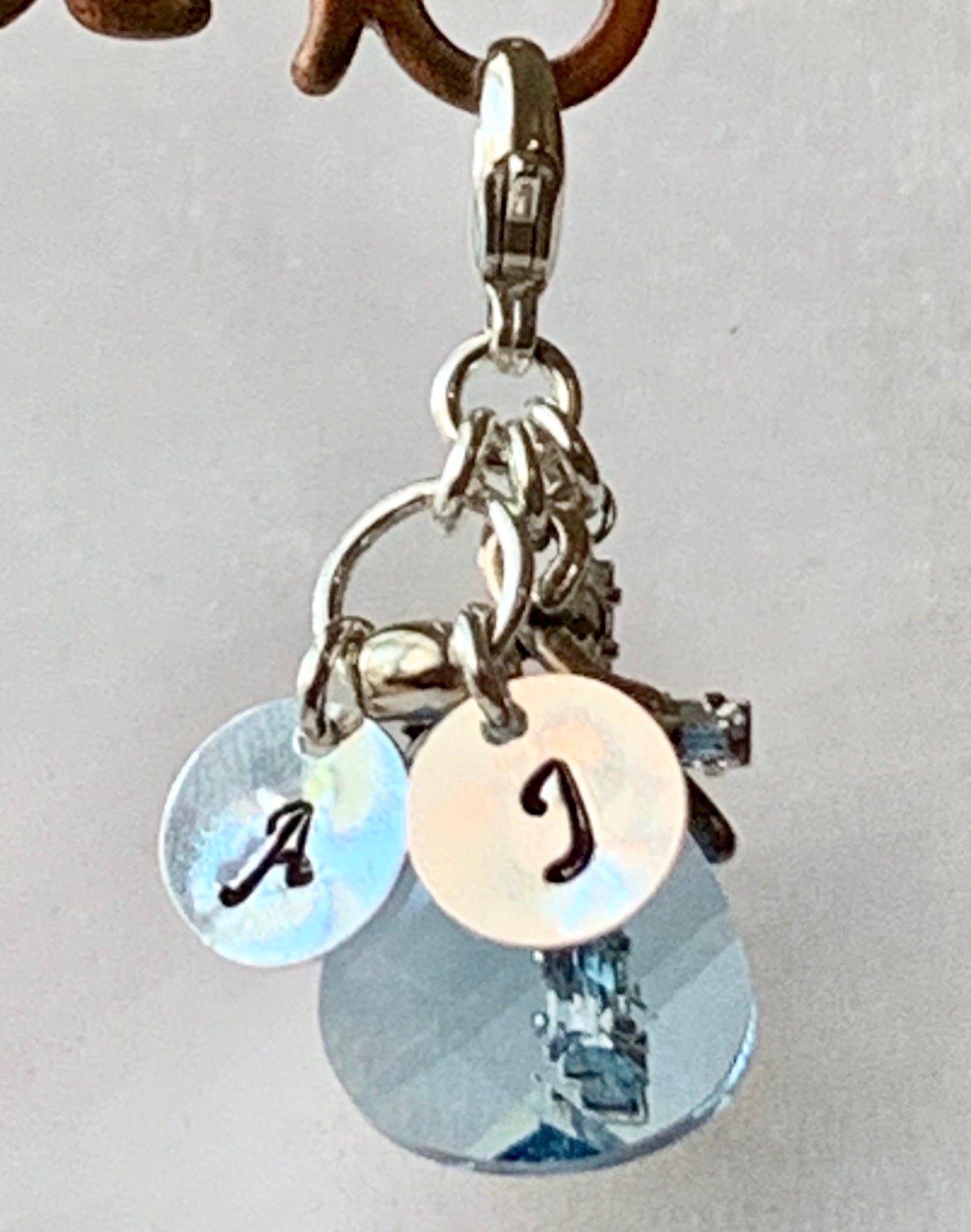 Personalized Something Blue Charm,Something Blue Catholic Bouquet Charm,Swarovski Crystal Blue Cross Charm, Blue Wedding Bouquet Charm