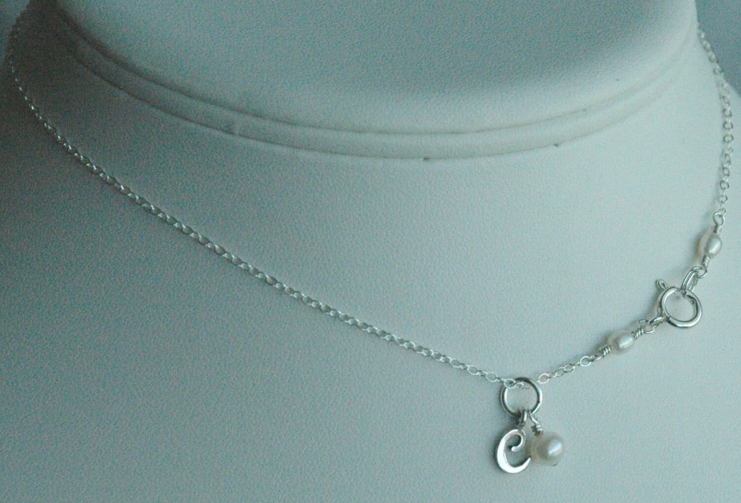 Sterling Silver Custom Monogram Baby Birthstone Initial Necklace,Birthstone Necklace,Initial Necklace,Toddler Infant Necklace,Baby Girl Gift