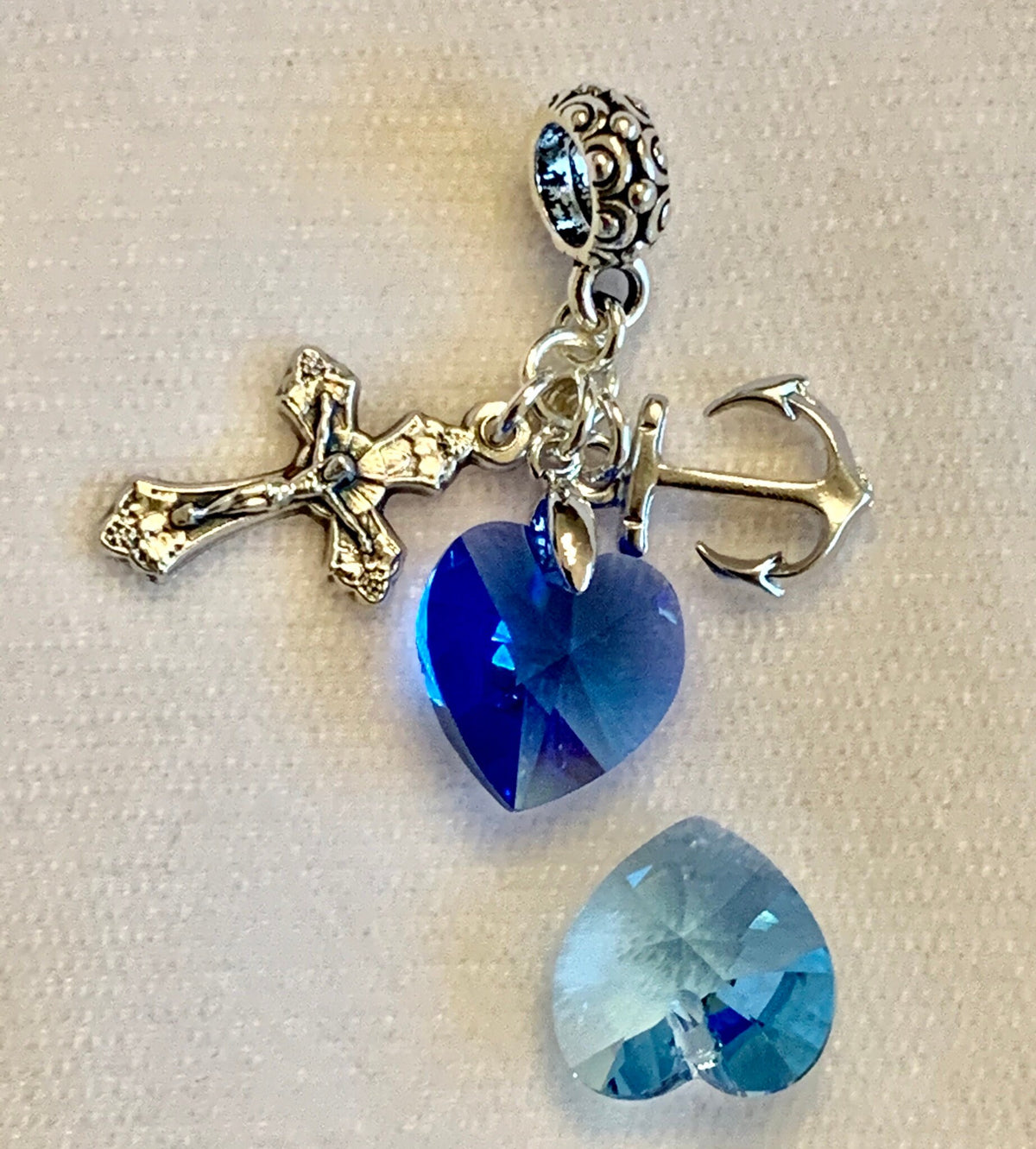 Faith Hope Charity-Cross Anchor Heart Charm,Something Blue Bouquet Charm,Wedding BouquetCharm,Religious Bouquet Charm,Catholic Bouquet Charm