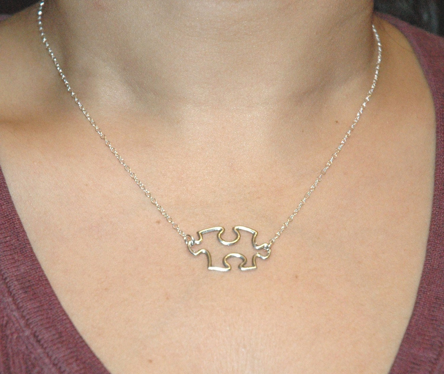 Sterling Silver Puzzle Initial Necklace, Sterling Silver Puzzle Jewelry, Autism Necklace, Autism Awareness, Perzonalized Puzzle Necklace