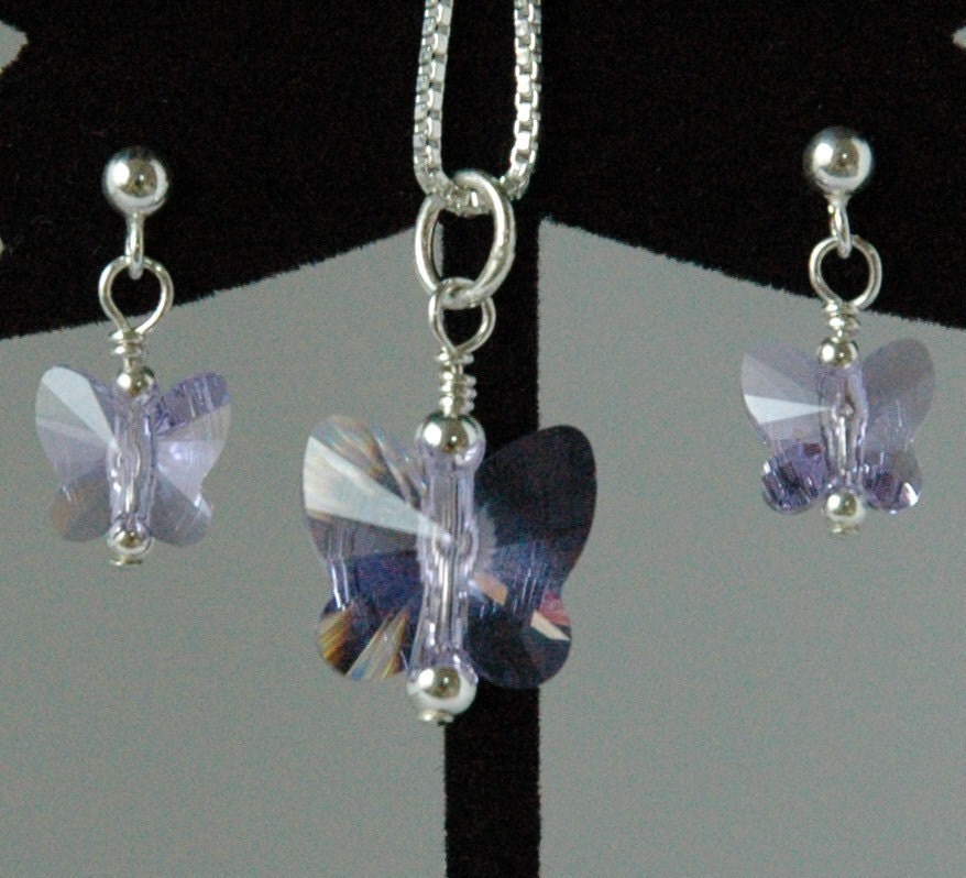 Sterling Silver PRESTIGE Crystal AB Butterfly Post Stud Children Earrings, Flower Girl Earrings, Butterfly Earrings, Tiny Earrings