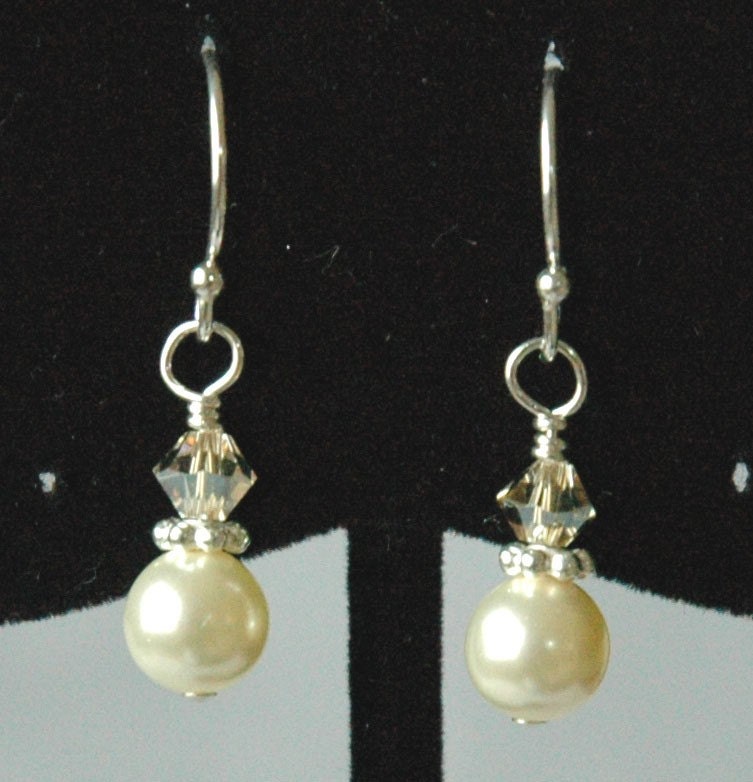 Personalized Crystal Small Pearl and colored Crystal Post Earrings
