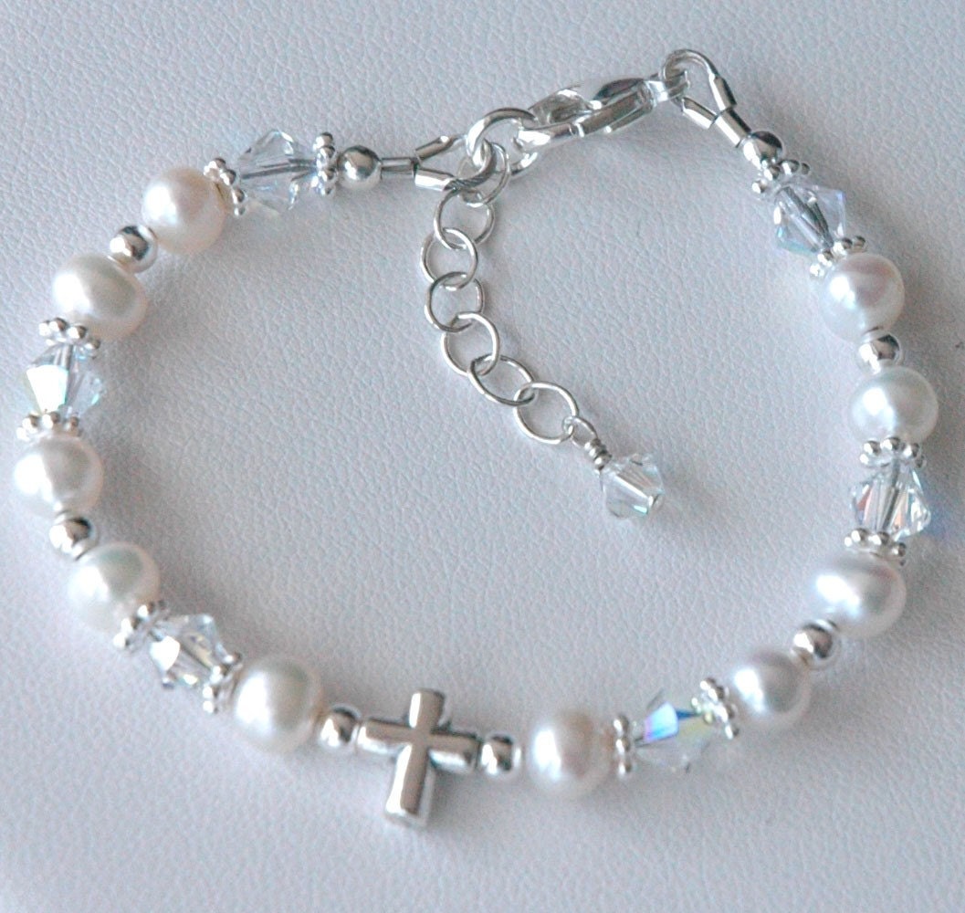 Solid Sterling Silver Cross Bracelet,First Communion Bracelet,Confirmation Bracelet,Cross Bracelet Gift for women girls baby girls friends
