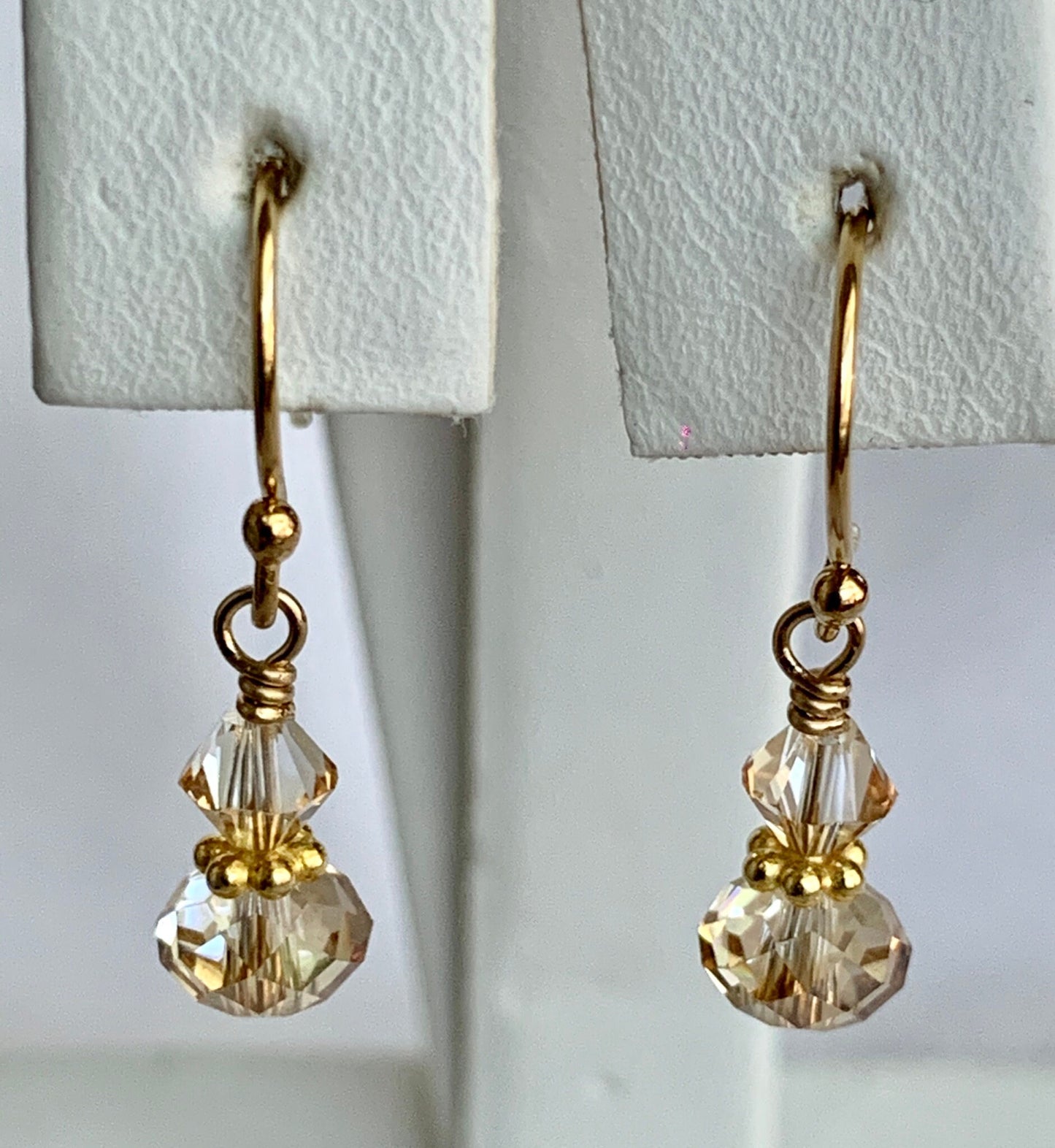 Gold Flower Girl Earrings,Small Gold Dangle Earrings,PRESTIGE Gold Earrings,Junior Bridesmaids Gold Earrings,Golden Crystal Petite Earrings
