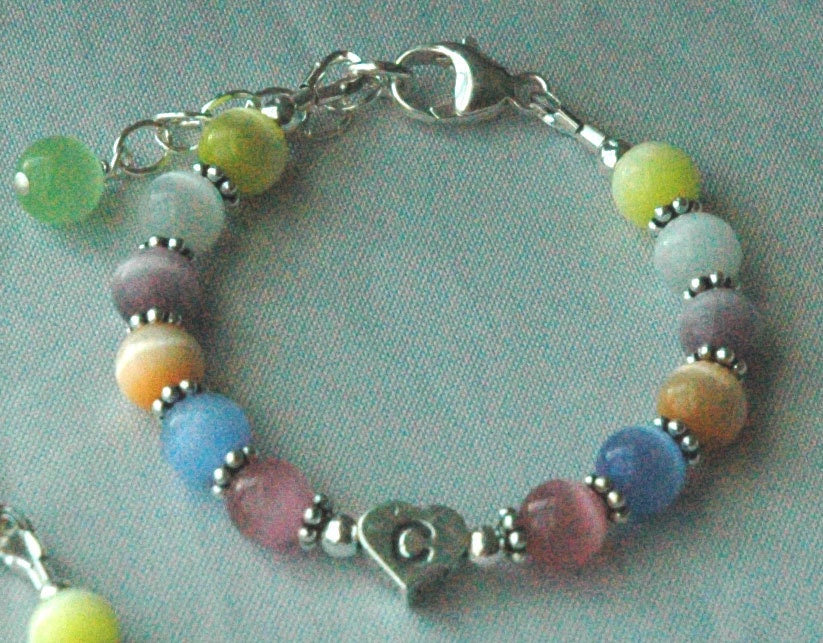 Personalized Multicolor Cat Eye Bracelet, Little Baby Girl Personalized Bracelet, Preschool Graduation Gifts, Kindergarten Graduation Gift