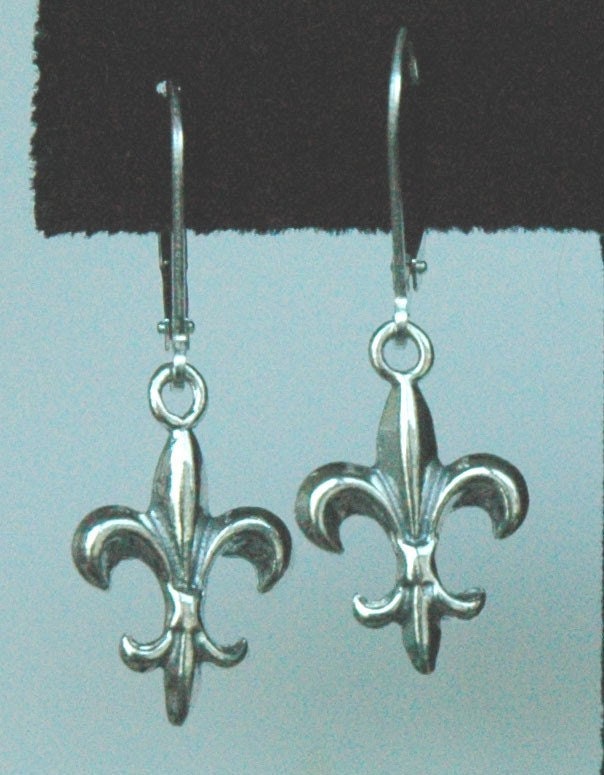Sterling Silver Fleur de Lis Earrings,Fleur De Lis Jewelry,Fleur De Lis Dangle,Fleur De Lys Earrings,French Flower Earrings Gift For Her