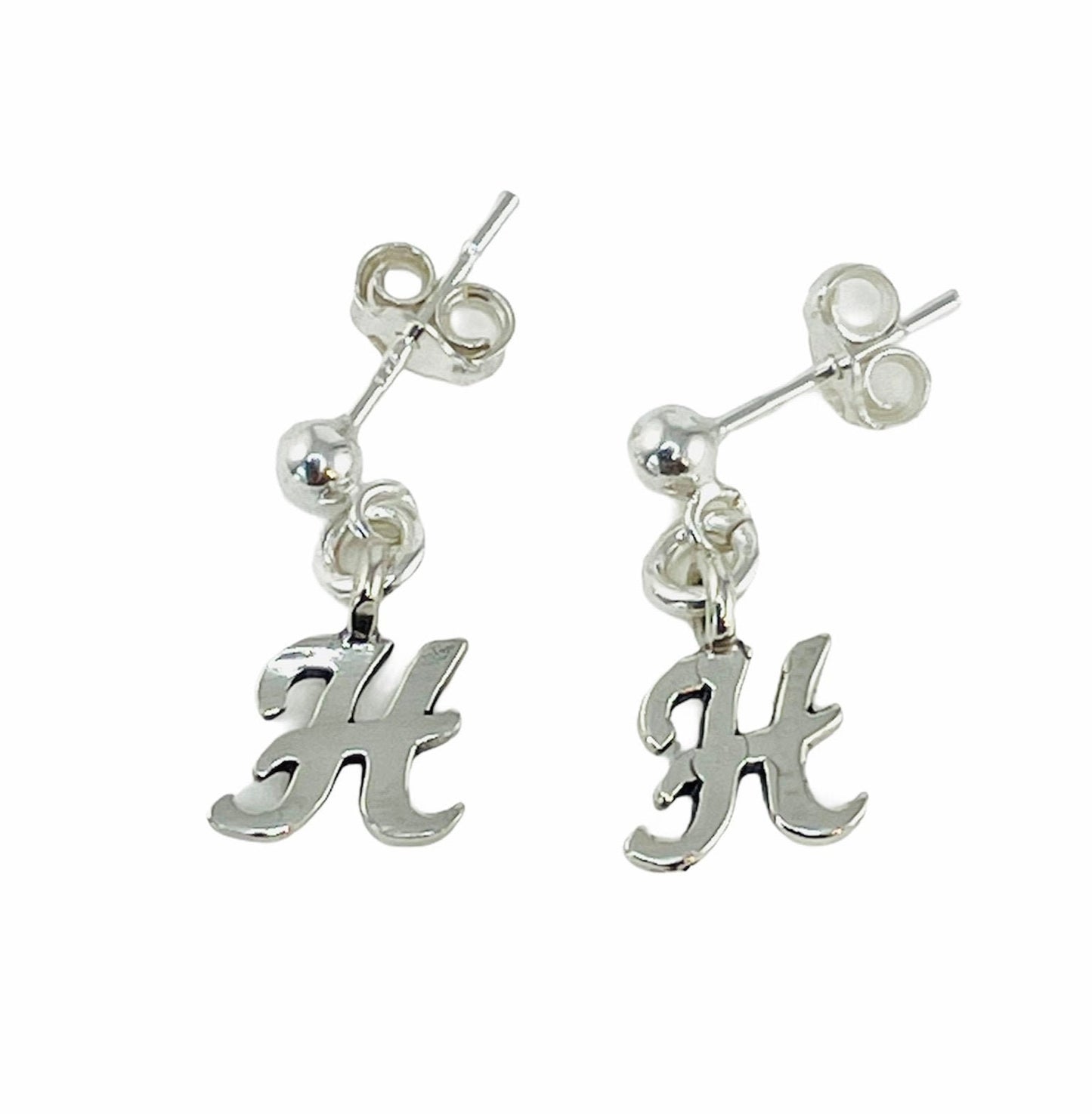 Sterling Silver Initial Custom Children Earrings,Tiny Dangles, Personalized-Monogram-Initial Earrings,Flower Girl Earrings,Gifts for teens