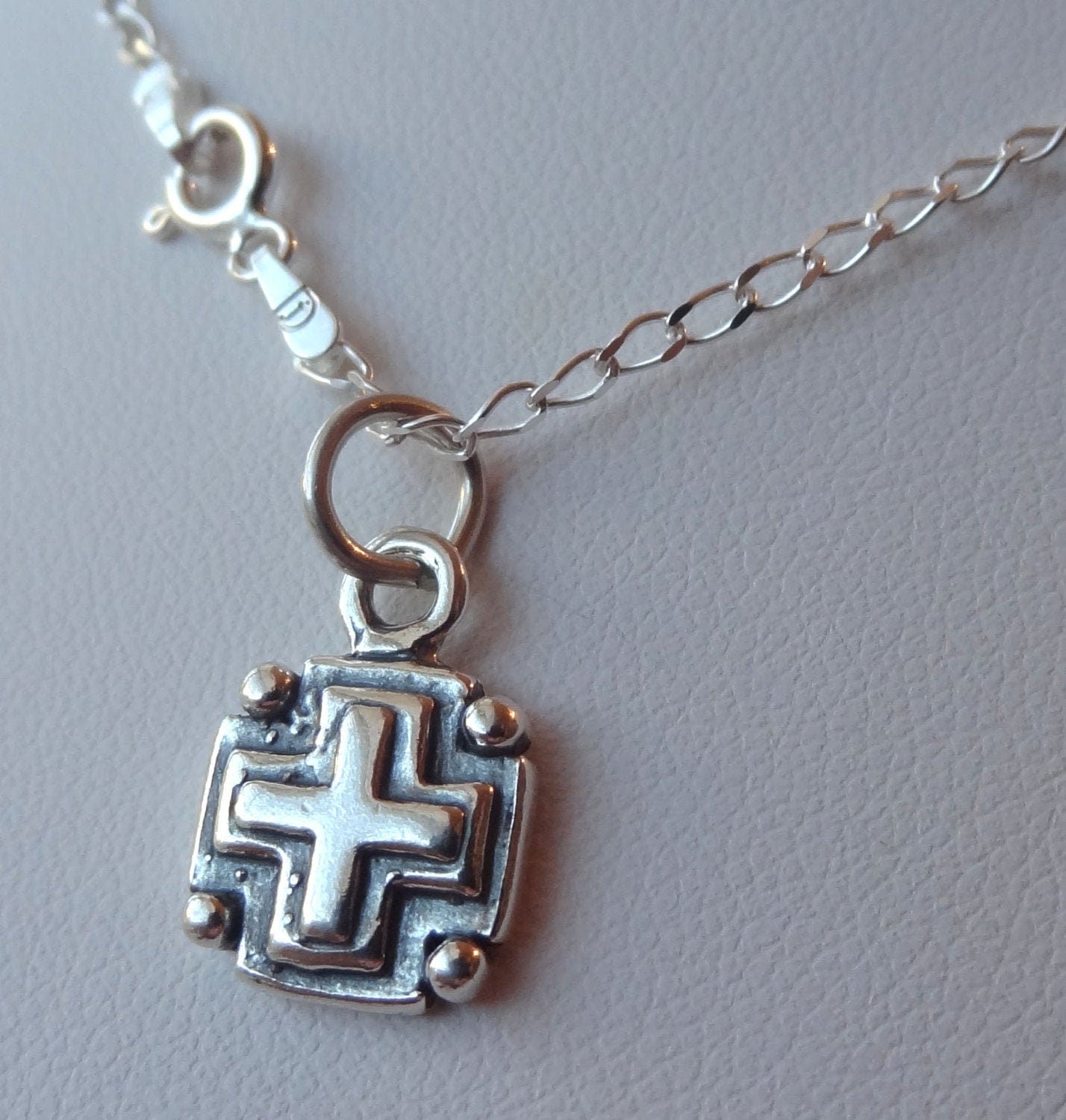 Sterling Silver Block Cross Boy Kids Necklace,Men Boys Cross Necklace,First Communion Confirmation Baptism Christening Boys Kids Necklace