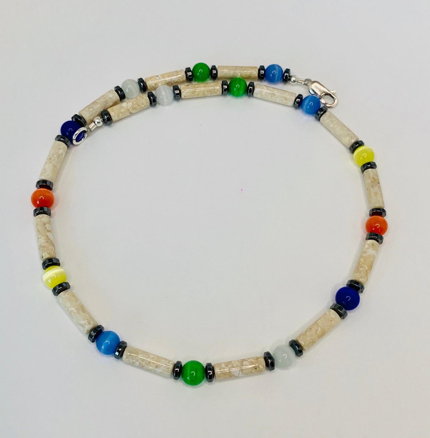 Multicolor Hematite Boy's Necklace Choker, Boy Kids Men Man Necklace, Unisex men's necklace, Boys beaded necklace, Boys First Necklace