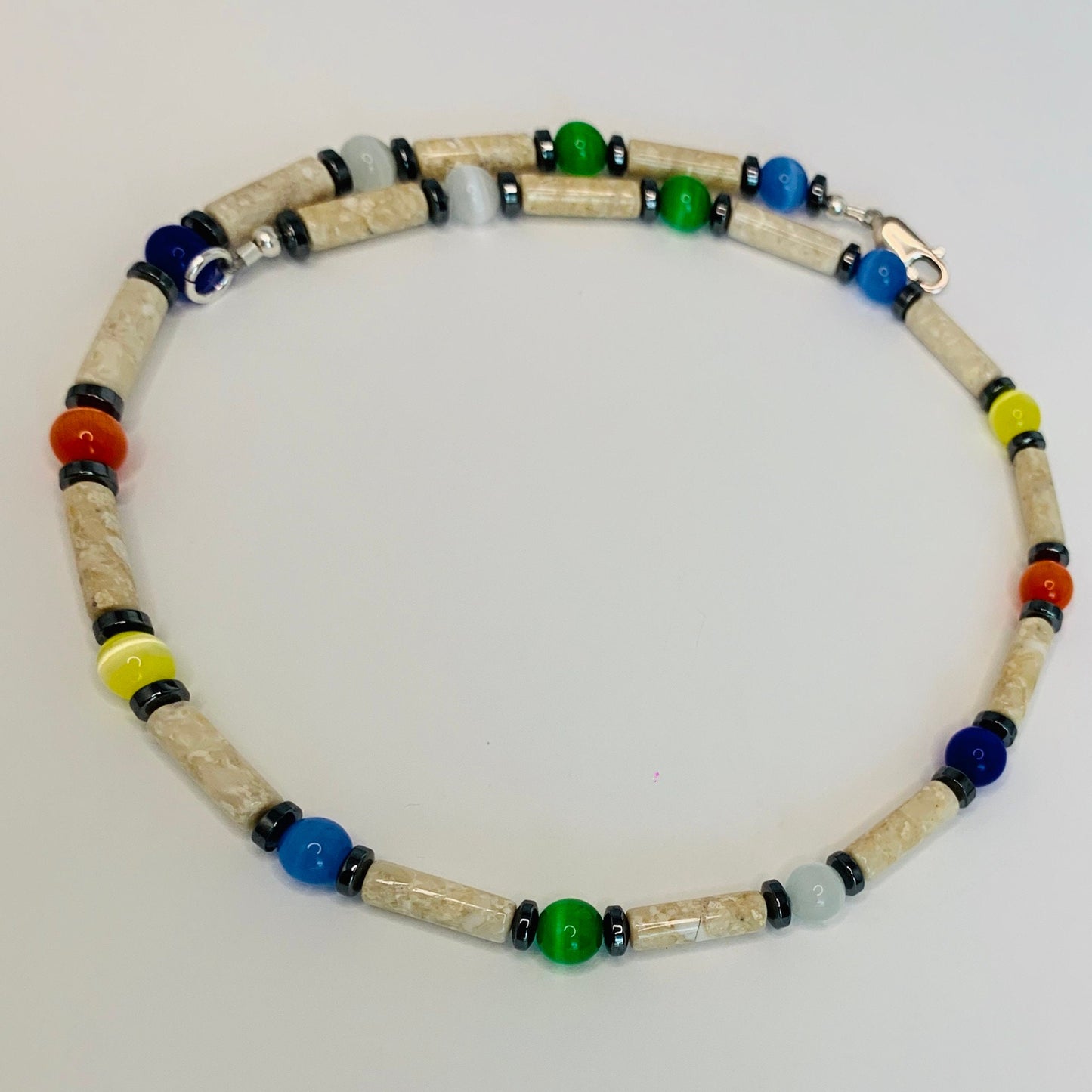 Multicolor Hematite Boy's Necklace Choker, Boy Kids Men Man Necklace, Unisex men's necklace, Boys beaded necklace, Boys First Necklace