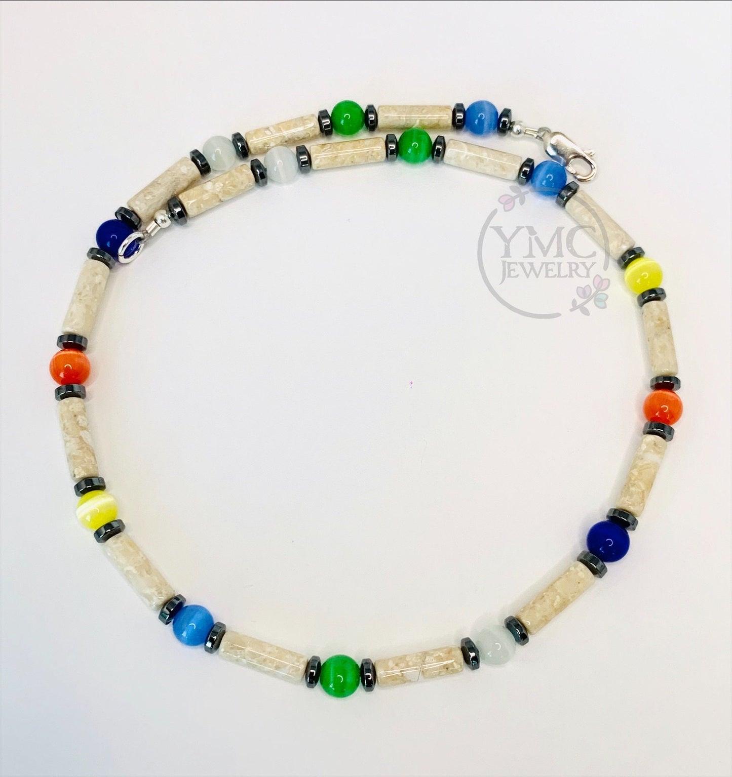 Multicolor Hematite Boy's Necklace Choker, Boy Kids Men Man Necklace, Unisex men's necklace, Boys beaded necklace, Boys First Necklace