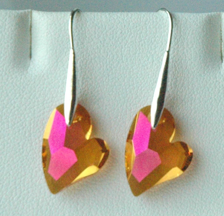 Sterling Silver Christmas Earrings,Emerald Crystal Red Cluster Earrings,Red White Green Silver Earrings,Gift for Grandmother Grandma dangle