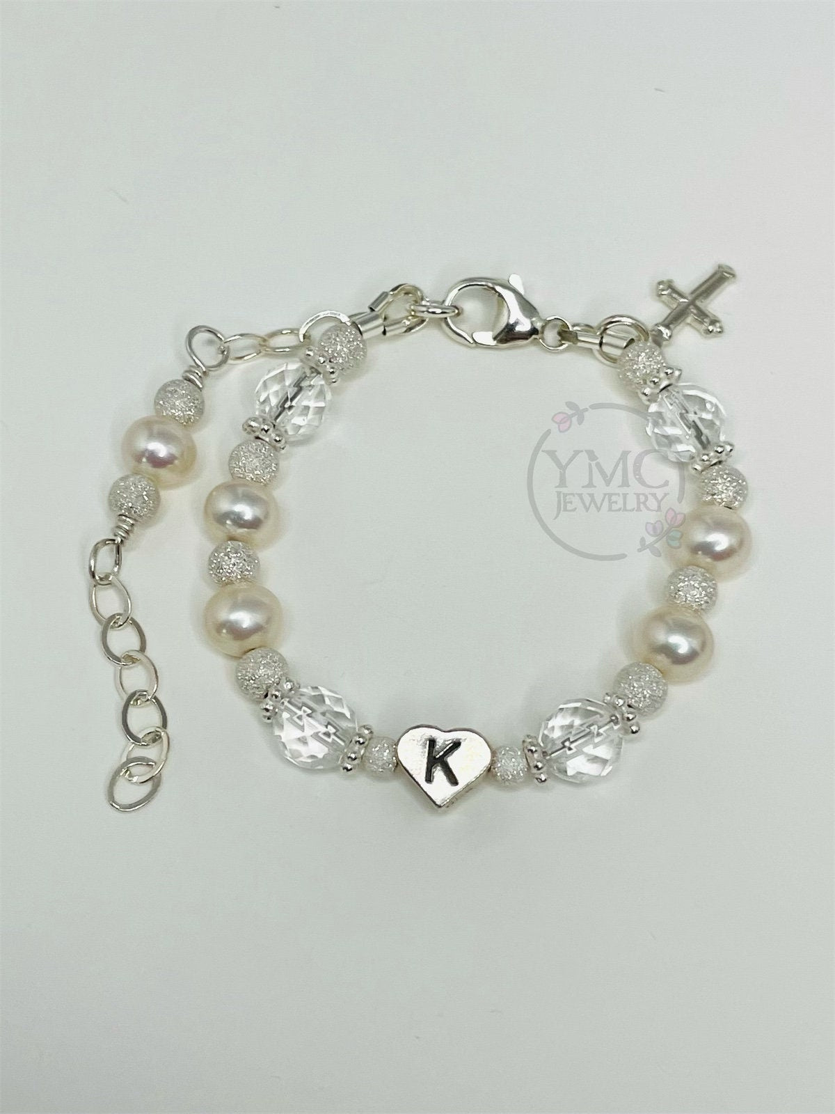 Baptism to Wedding Keepsake Bracelet,Freshwater Pearl Baby Bracelet,Christening Bracelet,Real Pearl Cross Bracelet,Baby to Adult Bracelet