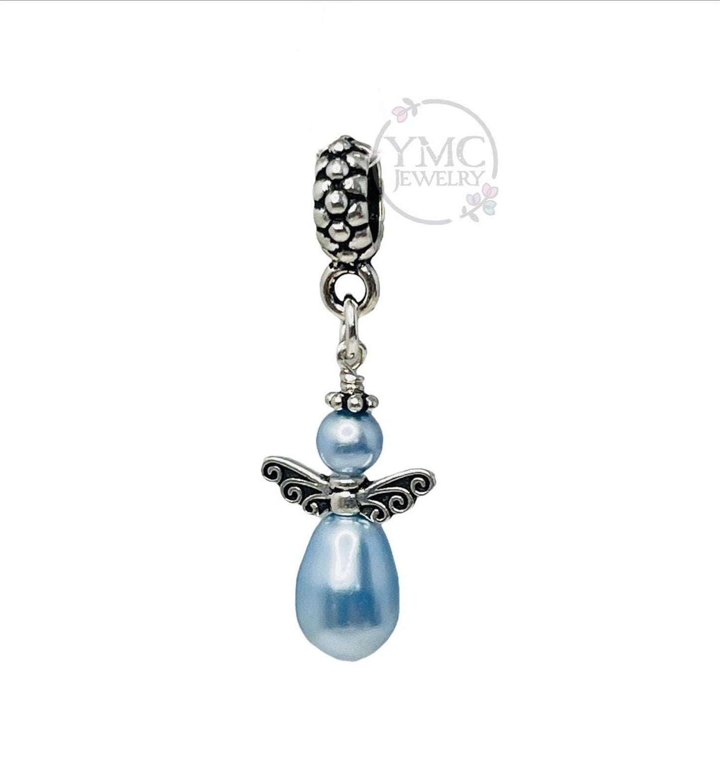 Something Blue Angel Bouquet Charm, Mom to Bride,Wedding Gown Charm,Gift for Daughter on Wedding,Something Blue Wedding Bouquet Charm