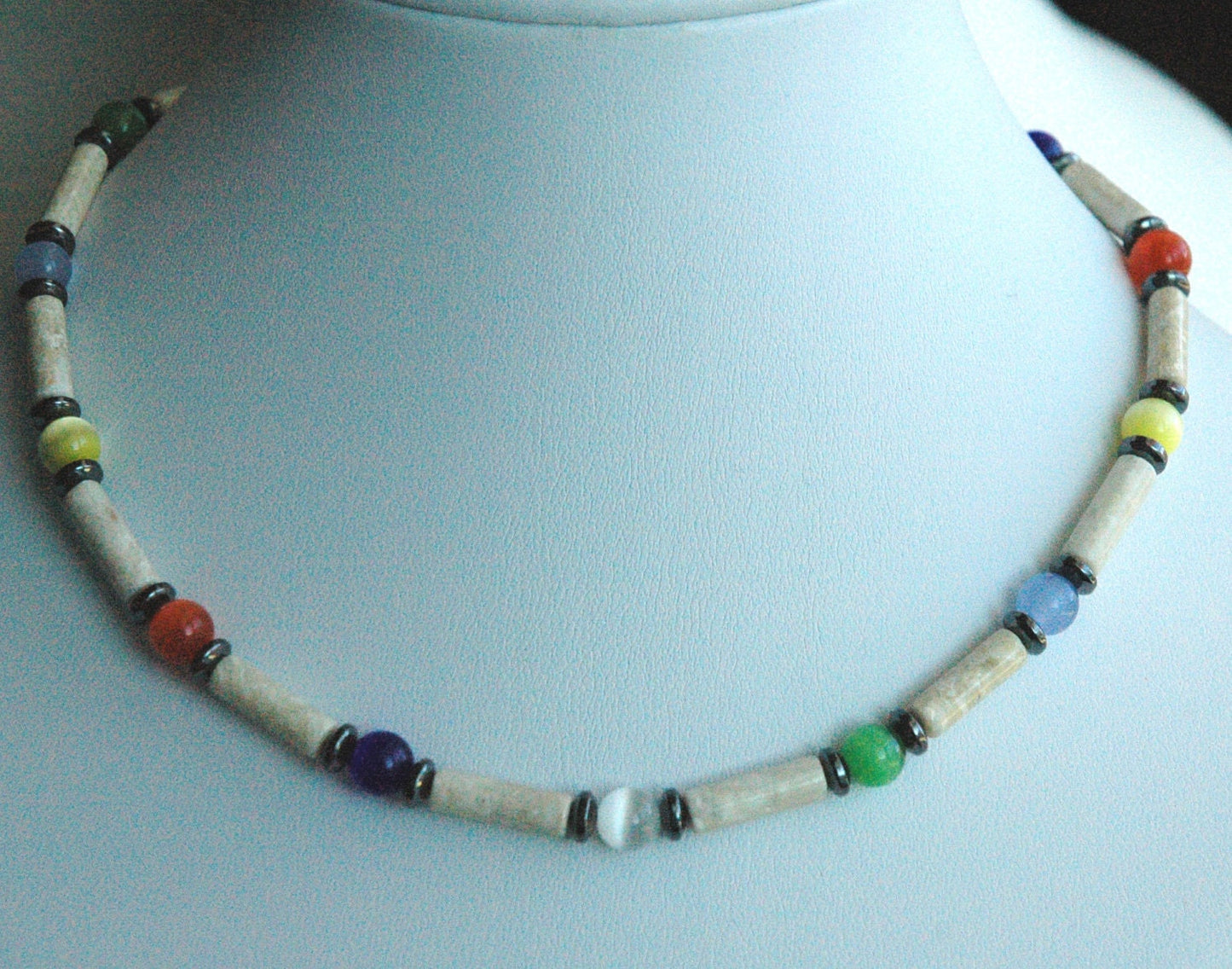 Multicolor Hematite Boy's Necklace Choker, Boy Kids Men Man Necklace, Unisex men's necklace, Boys beaded necklace, Boys First Necklace