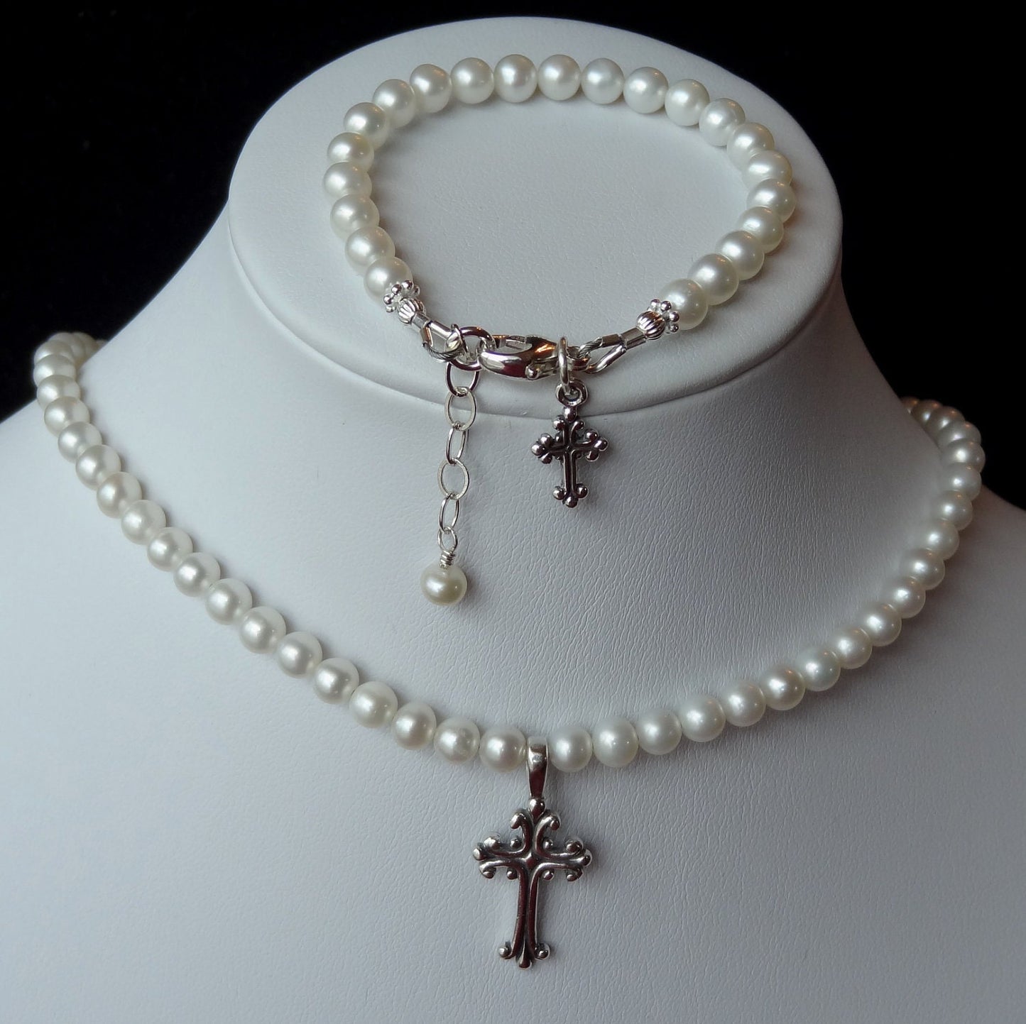 Real Freshwater Pearl Baby Toddler Cross Bracelet,First Communion Confirmation Cross Pearl Bracelet Freshwater Pearl Baptism Bracelet