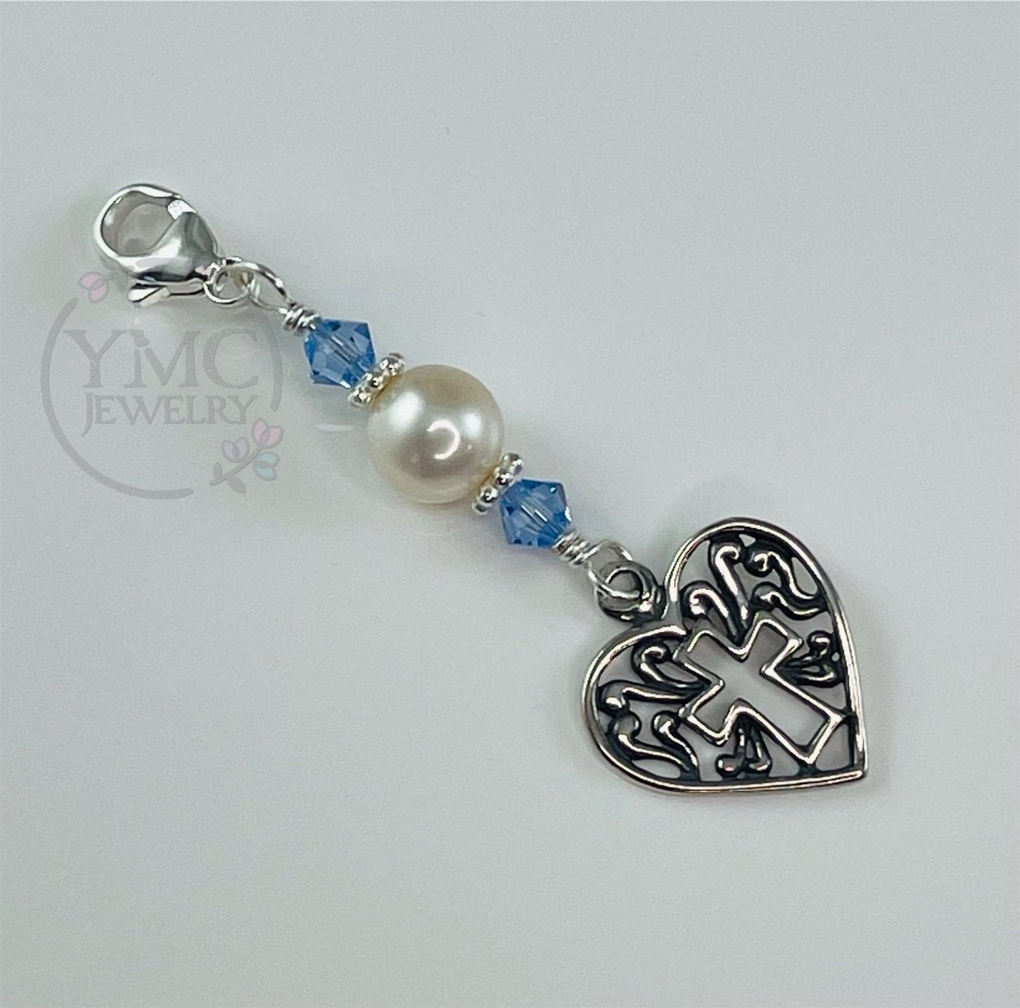 Something Blue Wedding Keepsake Bouquet Charm,Gift for Daughter on Wedding Day,Mother to Bride,Bridal Bouquet Charm,Mom to Bride,Off-White