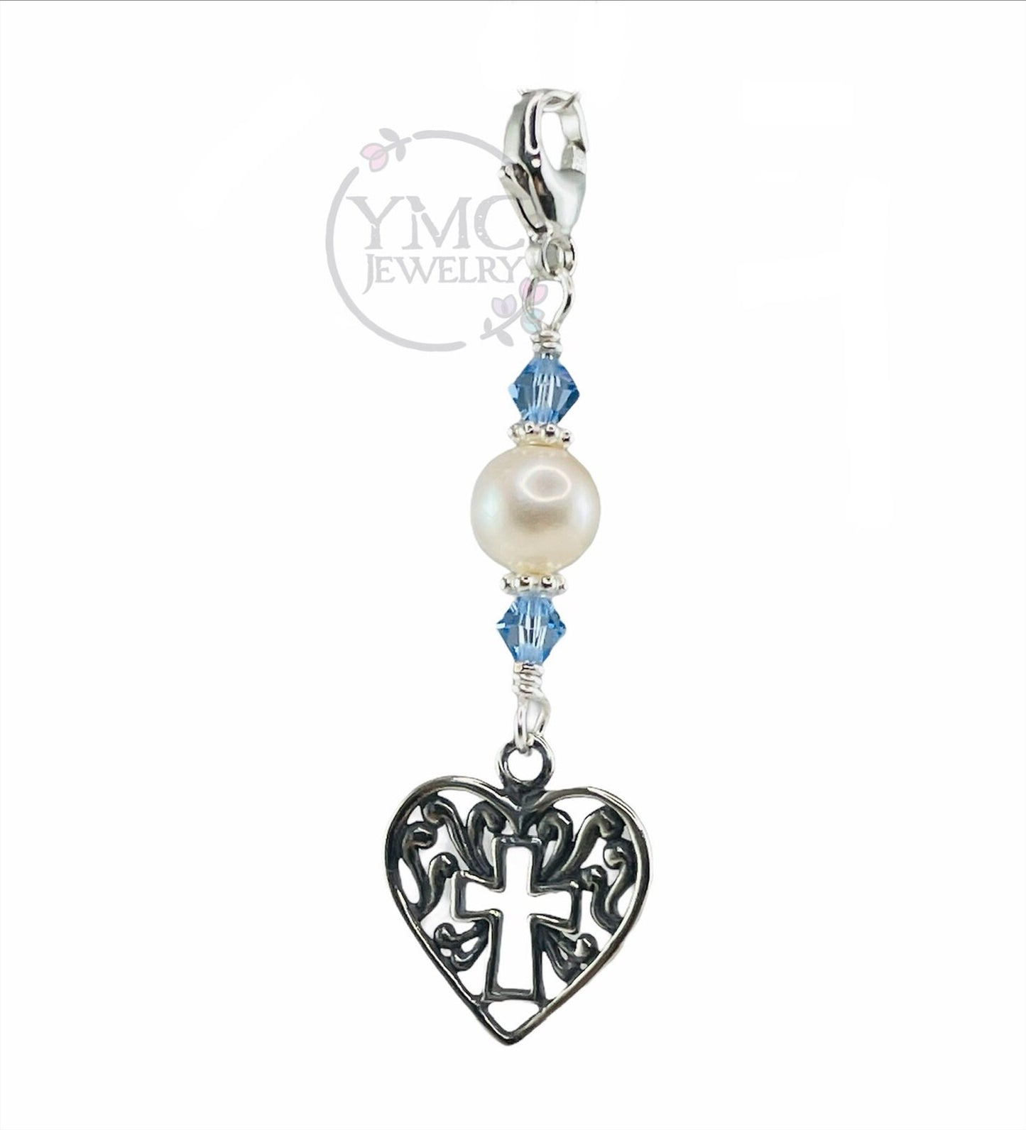 Something Blue Wedding Keepsake Bouquet Charm,Gift for Daughter on Wedding Day,Mother to Bride,Bridal Bouquet Charm,Mom to Bride,Off-White