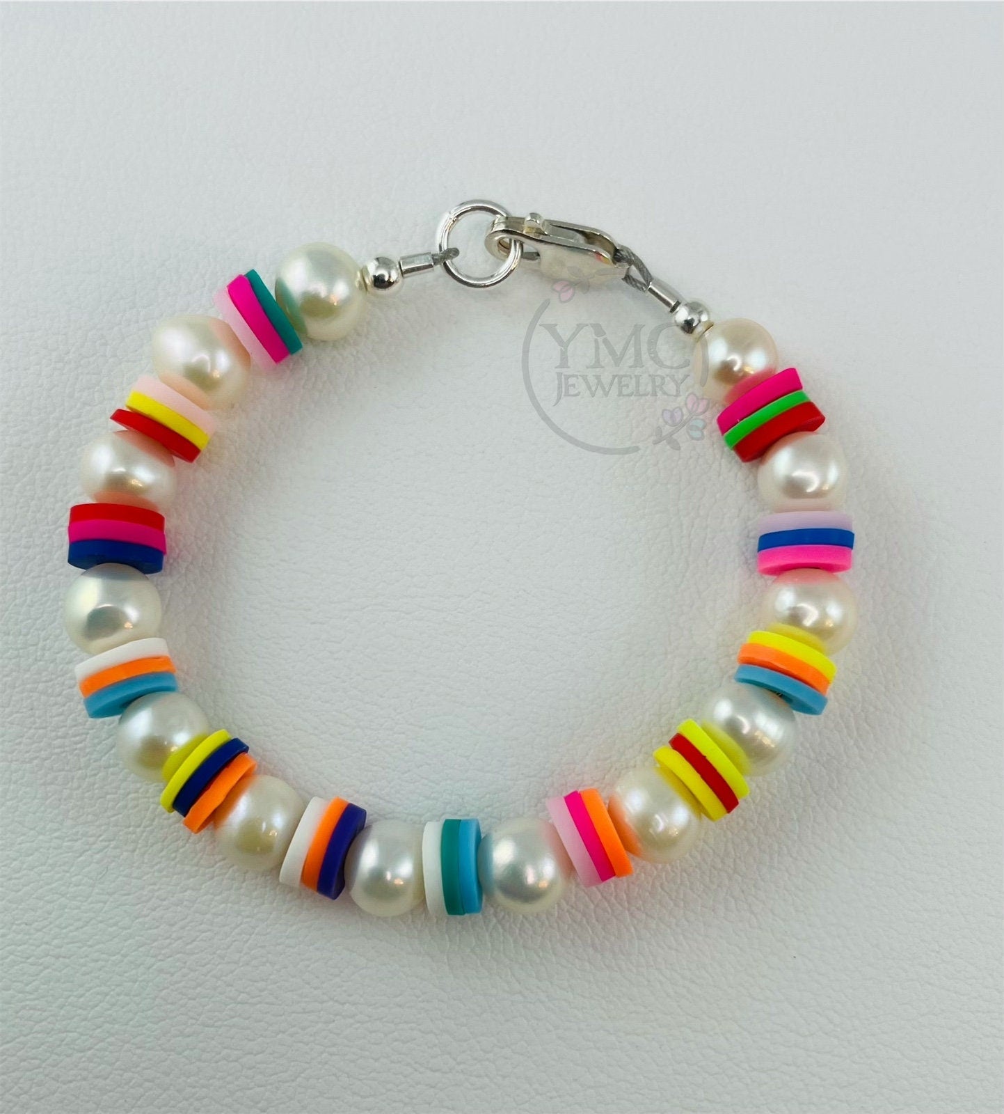 Freshwater Pearl Colorful Heishi Stackable Bracelet,Rainbow Pearl Bracelet,Dainty Pearl Colorful Bracelet,Boho Pearl Layering Mom Bracelet