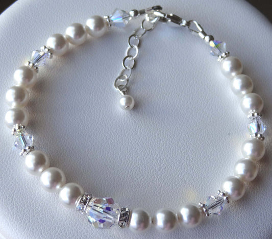 Sparkly Crystal Rhinestone Pearl Bracelet For Bride,Bridesmaids Jewelry Bracelet,Wedding Pearl Bracelet,Bridal Pearl Bracelet,Bride Bracelet