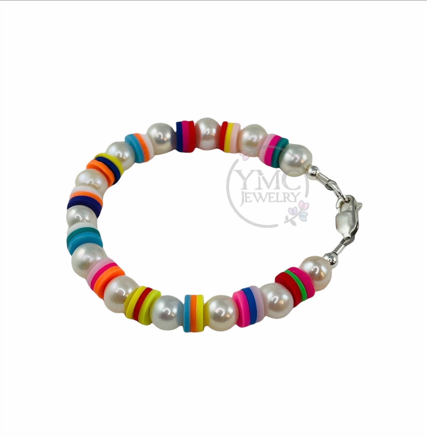 Freshwater Pearl Colorful Heishi Stackable Bracelet,Rainbow Pearl Bracelet,Dainty Pearl Colorful Bracelet,Boho Pearl Layering Mom Bracelet
