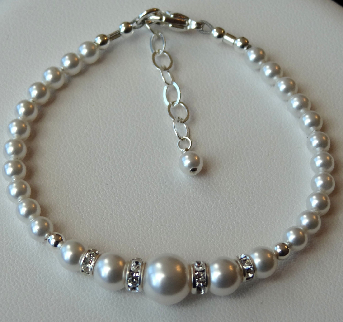 Flower Girl Pearl Bracelet-Crystal Pearl and Rhinestone Rondelle Bracelet,Flower Girl Set Gift,Junior Bridesmaids Bracelet,Toddler bracelet