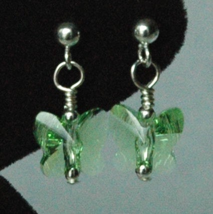 PRESTIGE Crystal Peridot Butterfly Earrings, August Birthstone Earrings, Light Green Butterfly Earrings