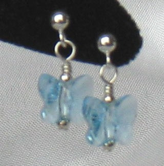 Aquamarine Butterfly Earrings, Butterfly Earrings, Crystal Butterfly Earrings,Blue Earrings,March Birthstone Earrings,Light Blue Earrings