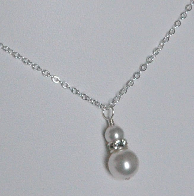 Crystal Pearl Necklace,Junior Bridesmaid Pearl Necklace,Flower Girl Pearl Necklace,Bridesmaid Necklace,Bride Necklace,Confirmation Necklace