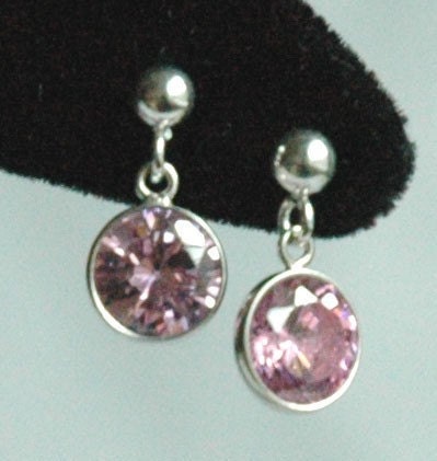 Pink Cubic Zirconia Children Post Stud Earrings