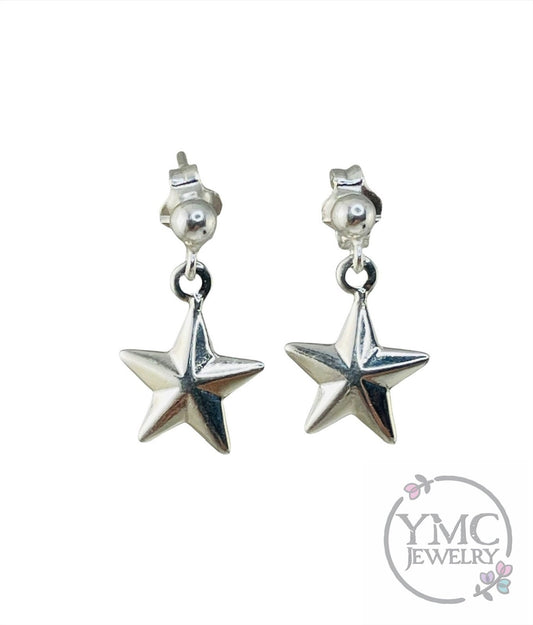 Sterling Silver Star Earrings,Star Post Earrings,Stud Star Earring,Petite Star Earrings,Texas Star Earrings,Lone Star Earrings,Star Dangle