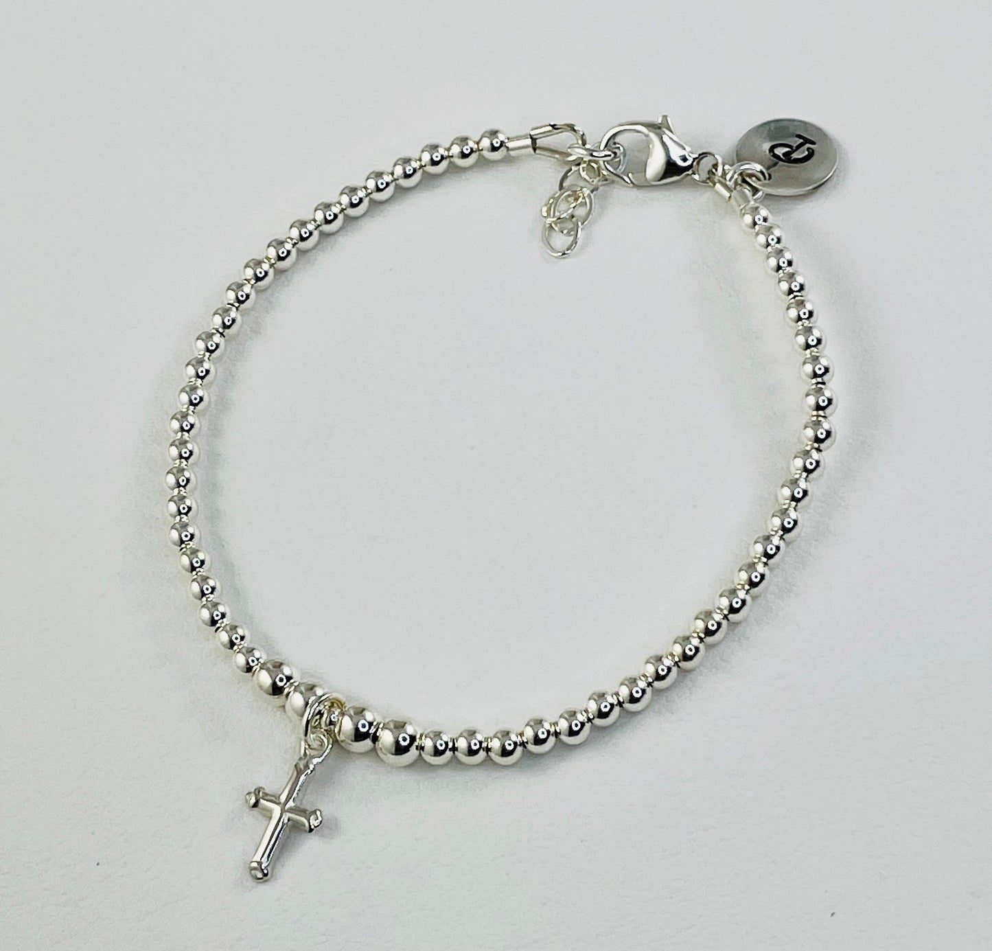 Solid Sterling Silver Cross Bracelet,First Communion Bracelet,Confirmation Bracelet,Cross Bracelet Gift for women  girls baby girls friends