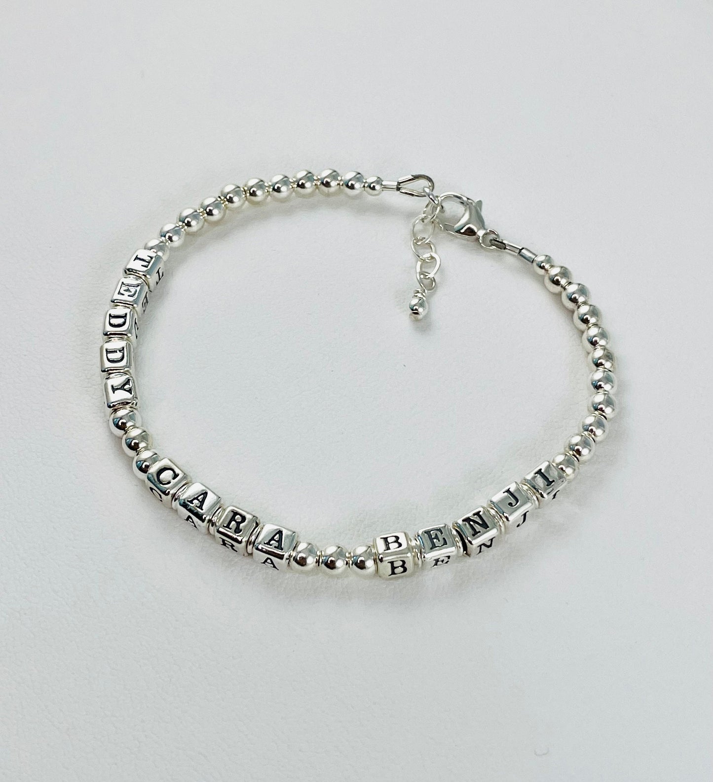 Solid Sterling Silver Mother Name Bracelet, Mother Bracelet, Mother's Day Present Bracelet, Grandmother Name Bracelet, Three Name Bracelet