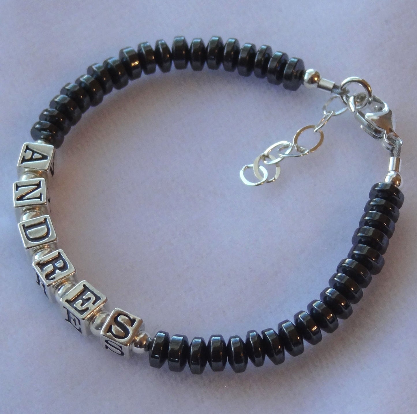 Baby Boy Name Bracelet,Sterling Silver Brown Name Bracelet,Personalized Boy Name Bracelet,Monogrammed Baby Bracelet,Toddler Boys Bracelet