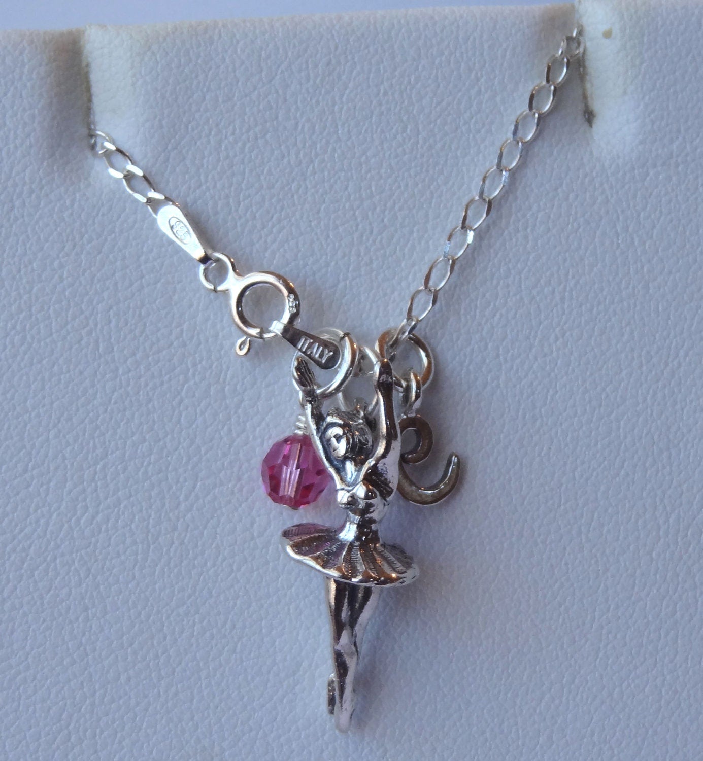 Sterling Silver Personalized Ballerina Necklace,Ballet Necklace,Recital Gifts Necklace,Dance Jewelry,Initial Birthstone Necklace,Dancer Gift