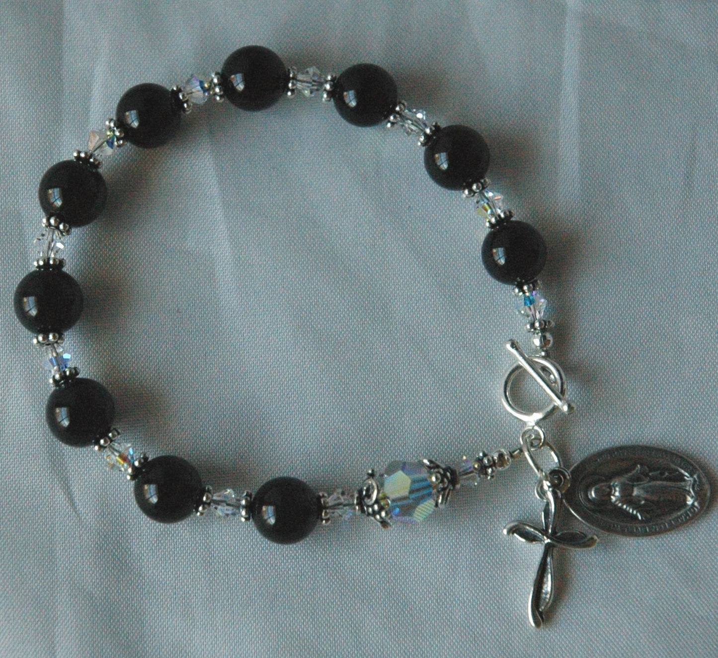 Black Onyx Rosary Bracelet,Godmother Bracelet,Chaplet Rosary Bracelet