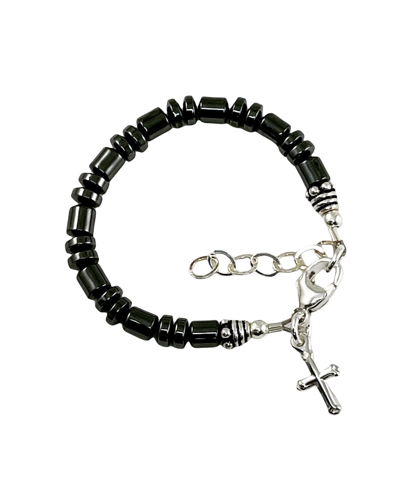 Baby Boy Bracelet,Hematite Baby Boy Cross Bracelet,Boy Baptism Christening Blessing Bracelet,First Communion Boy Bracelet,Toddler Boy Bracel