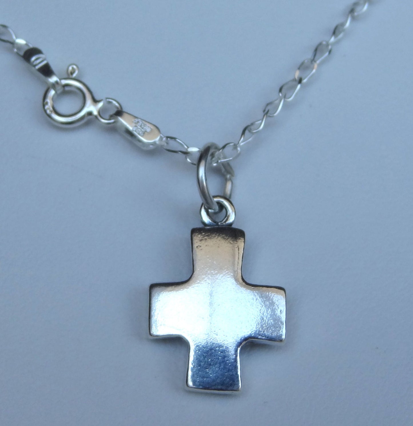 Sterling Silver Rectangle Cross Boy Kids Necklace, Boys Cross Necklace